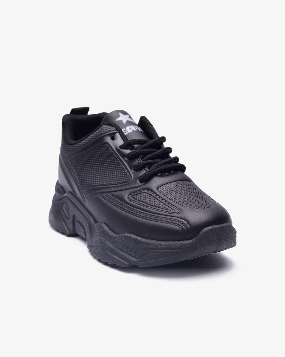 Soviet Kids Aurelia Black Mono Platform Lace Up Sneaker - UK Junior 10