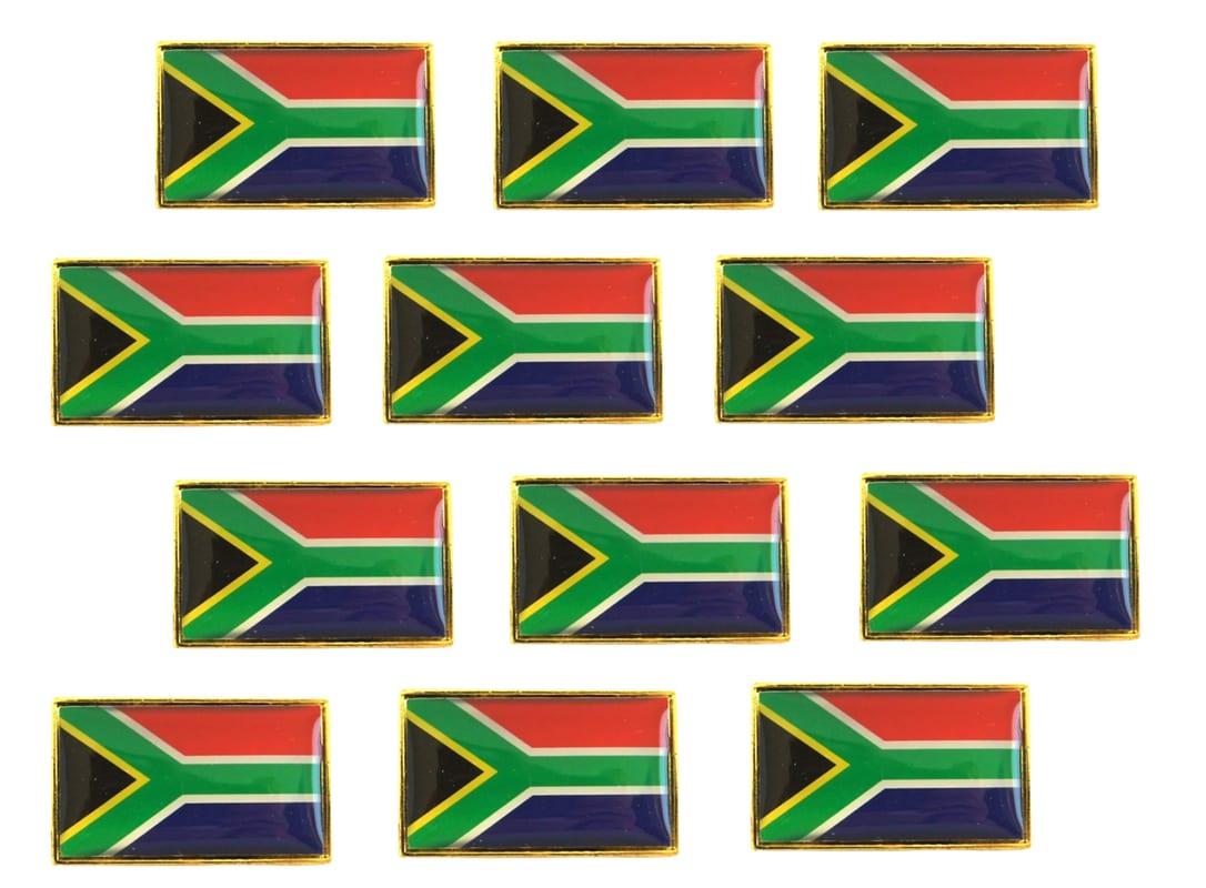 South African Flag Alloy Brooch - 12 Pack